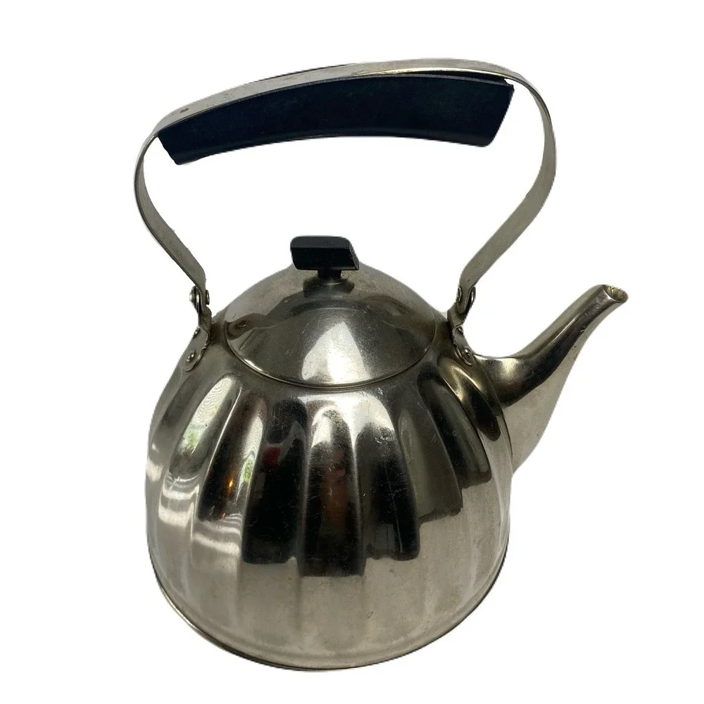 Vintage Soviet USSR Tea Kettle Nickel Plated Bronze Bakelite Handle See Descript